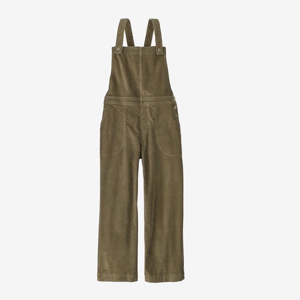 Women's Stand Up® Cropped Corduroy Overalls in Sage Khaki